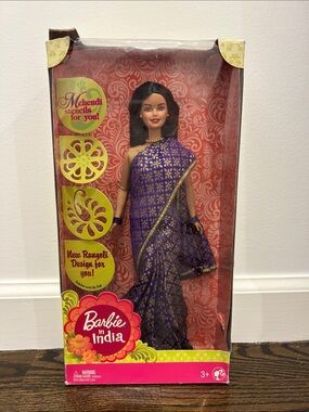 Barbie India doll in purple and gold sari